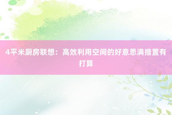 4平米厨房联想：高效利用空间的好意思满措置有打算